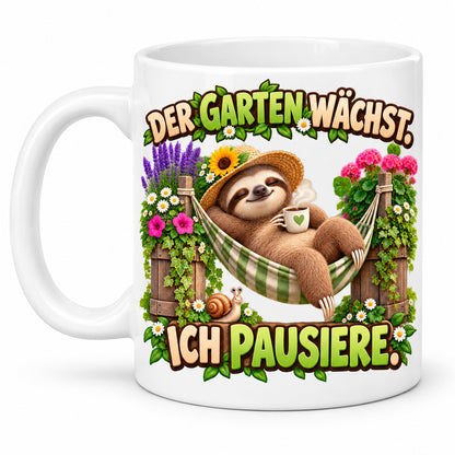 Garten Tasse Spruch Keramik 330ml Geschenk Datscha Schrebergarten bunt