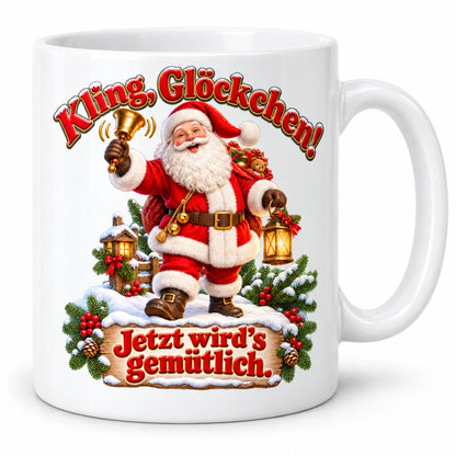 WS-Trend Glöckchenzeit Weihnachtsmann Tasse 330 ml Geschenk mit Spruch - WS-Trend.de