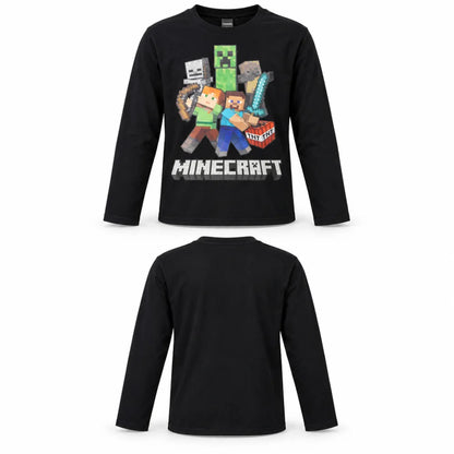 Minecraft Steve Alex Creeper Jungen Langarmshirt Baumwolle Grün oder Schwarz 116–146 - WS-Trend.de
