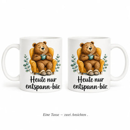 Entspann-Bär Tasse - Geschenkidee mit Spruch - weiß aus Keramik 330 ml - WS-Trend.de