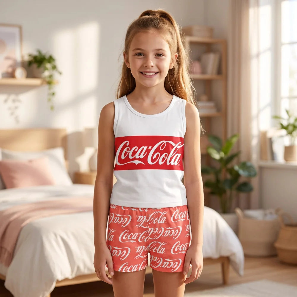 Coca Cola Mädchen Pyjama Schlafanzug Shirt Shorts 134 - 164 Baumwolle - WS-Trend.de