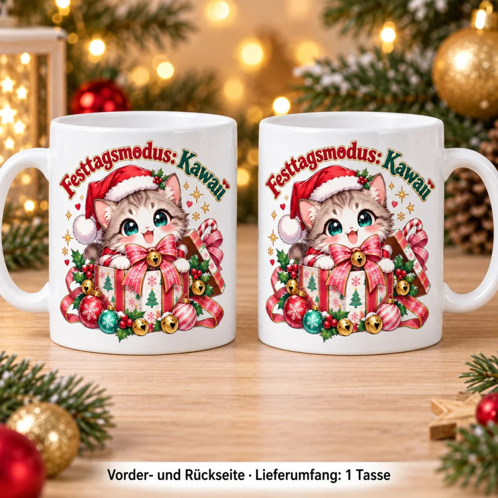 WS-Trend Festtagsmodus Anime Weihnachtstasse Keramik 330 ml mit Spruch - WS-Trend.de