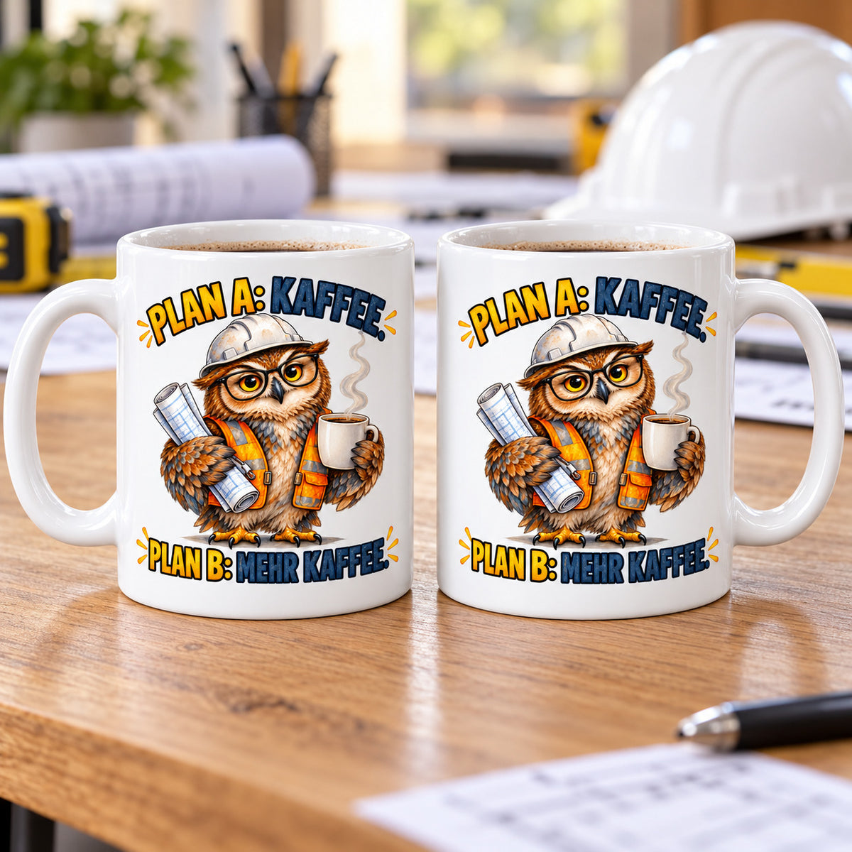 Baustellen Tasse Spruch Keramik 330 ml Geschenk Bauarbeiter beidseitig