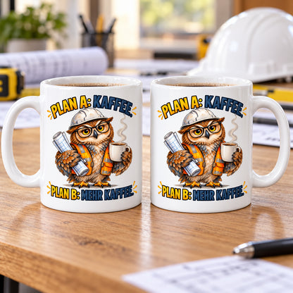Baustellen Tasse Spruch Keramik 330 ml Geschenk Bauarbeiter beidseitig