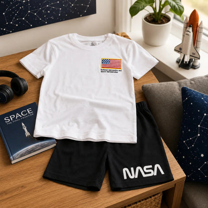 NASA Space Center Jugend Jungen Schlafanzug kurzarm Pyjama Gr.134-140 - WS-Trend.de