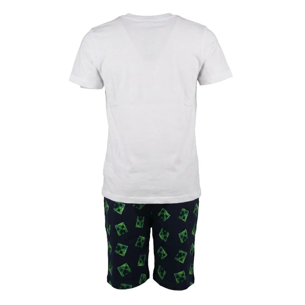 Schlafanzug Minecraft Creeper Kinder kurzer Pyjama Gr. 116 -128 - WS-Trend.de