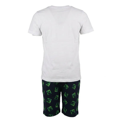 Schlafanzug Minecraft Creeper Kinder kurzer Pyjama Gr. 116 -128 - WS-Trend.de