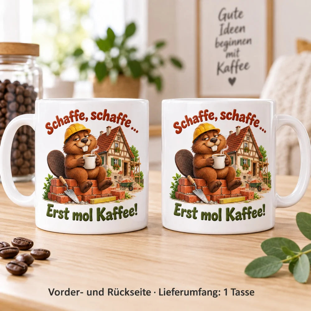 WS-Trend Häuslebau Biber Tasse Schwaben Spruch Keramik 330 ml Geschenk - WS-Trend.de