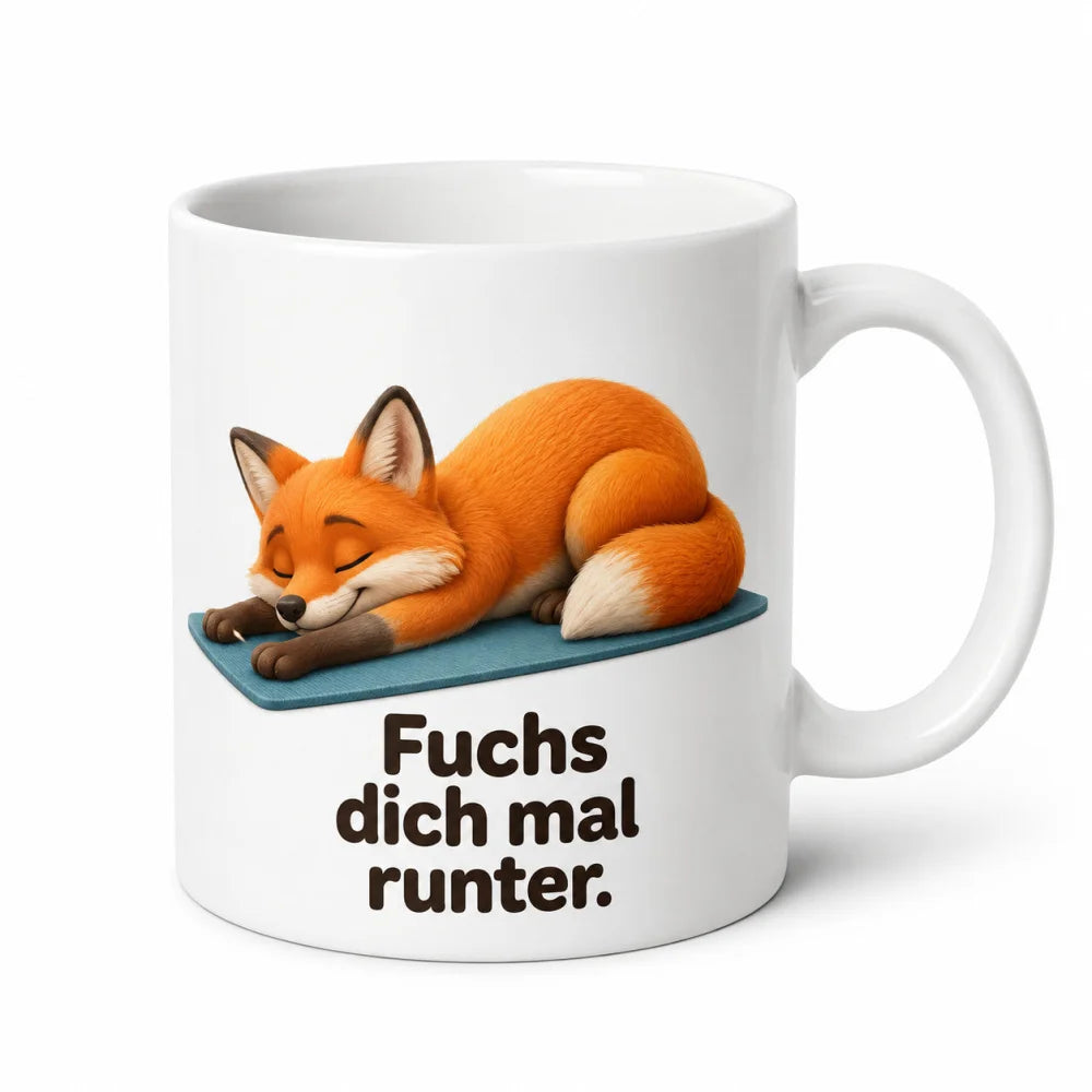 Yoga-Fuchs Kaffeetasse - Geschenkidee mit Spruch - beidseitig bedruckt - WS-Trend.de