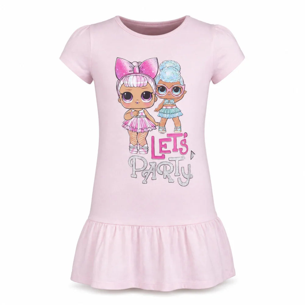 LOL Surprise Kinder Sommerkleid Kleid kurz Rosa Pink 100% Baumwolle Kurzarm - WS-Trend.de