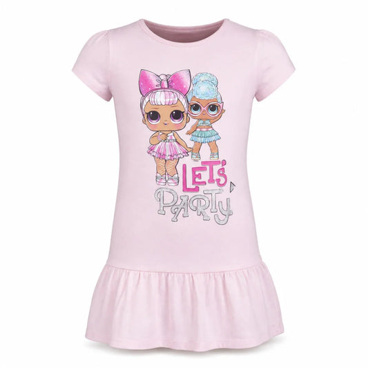 LOL Surprise Kinder Sommerkleid Kleid kurz Rosa Pink 100% Baumwolle Kurzarm - WS-Trend.de
