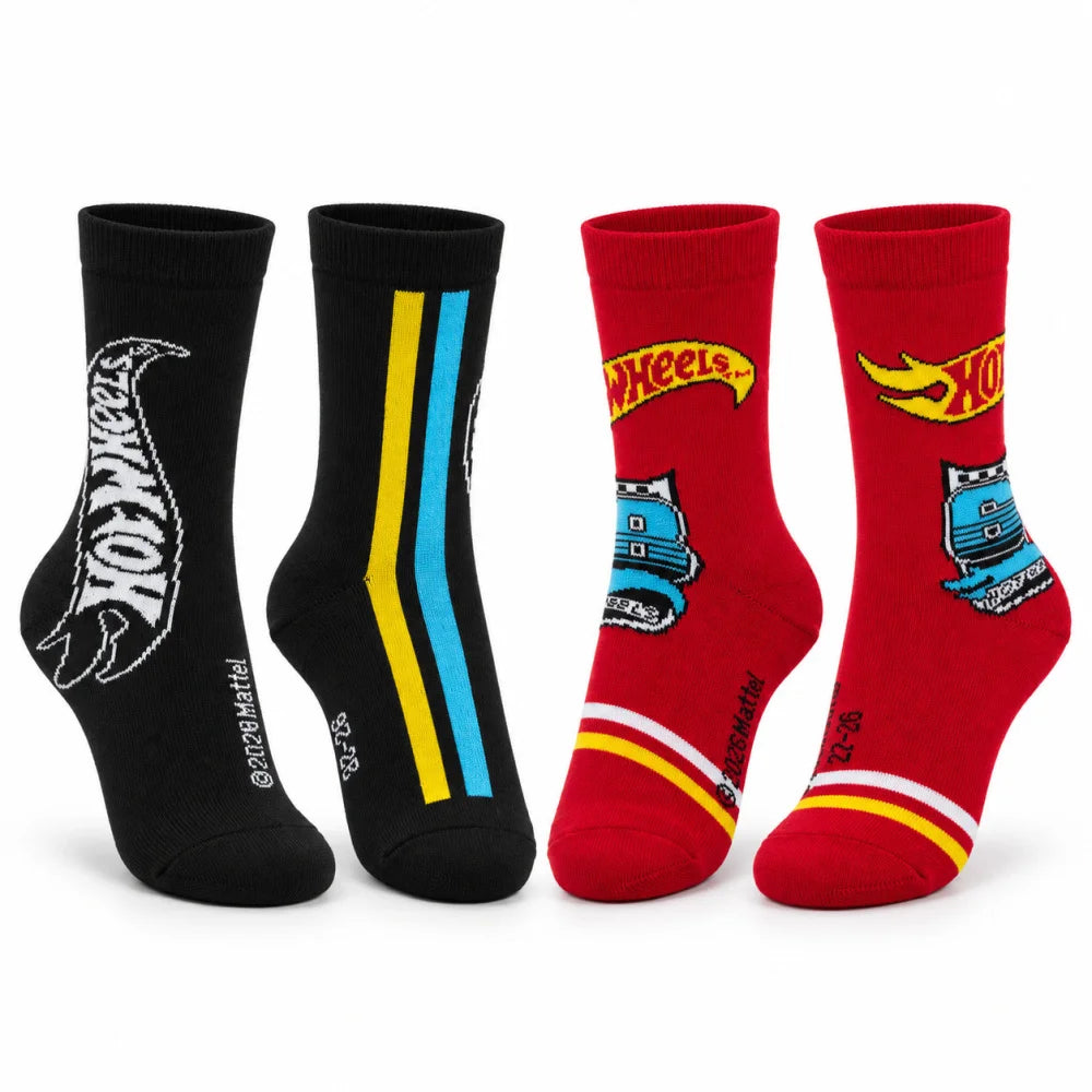 Hot Wheels Kindersocken 2 Paar Rot/Schwarz Größen 23–34 - WS-Trend.de
