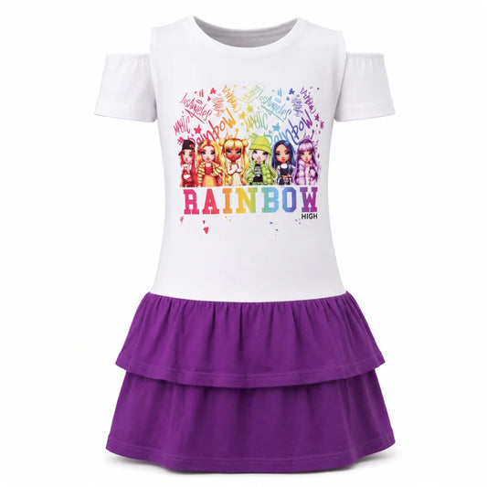Rainbow High Mädchen Kinder Sommerkleid kurzes Kleid 104 -110 Baumwolle - WS-Trend.de