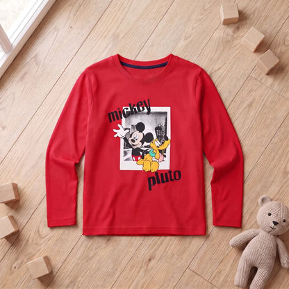 Print-Shirt Disney Mickey Maus Kinder Jungen Langarm Shirt Langarmshirt Gr. 98-128 - WS-Trend.de