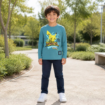 Pokemon Pikachu Kinder langarm T-Shirt Shirt Gr. 104 - 140 - 100% Baumwolle - WS-Trend.de