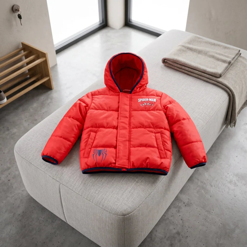 Marvel Spiderman Kinder Winterjacke Jungen Jacke mit Kapuze Gr. 98 bis 128 - WS-Trend.de