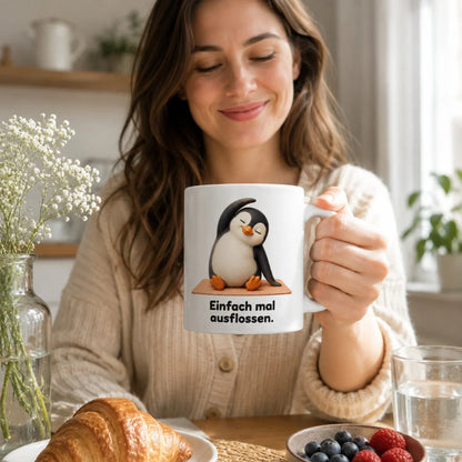 Yoga-Pinguin Tasse - Tiermotiv mit Spruch - 330 ml beidseitig bedruckt - WS-Trend.de