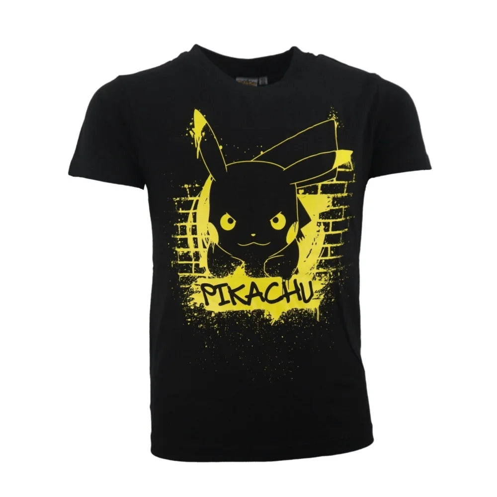 Pokemon Pikachu Kinder T-Shirt Kurzarm Shirt Baumwolle 110 bis 116 Grau Schwarz - WS-Trend.de