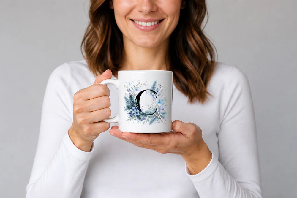 Winter Tasse A-Z Buchstaben 325 ml Keramik Geschenkidee personalisiert - WS-Trend.de