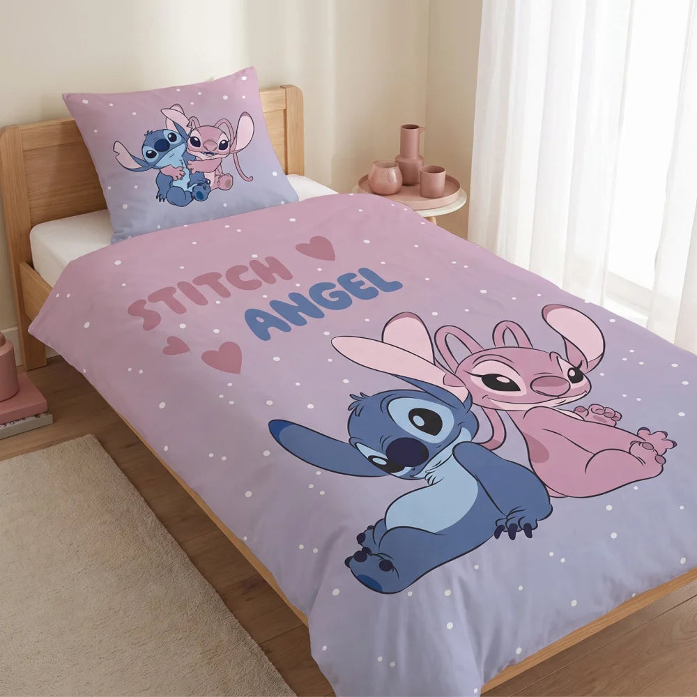 Disney Stitch und Angel Bettwäsche 2-teilig 135-140x200 + 65x65 cm - WS-Trend.de