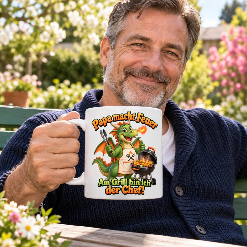 WS-Trend Grilldrache Tasse Keramik 330 ml Geschenk für Papa mit Spruch - WS-Trend.de