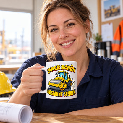 Baustellen Tasse Spruch Keramik 330 ml Geschenk Bauarbeiter beidseitig