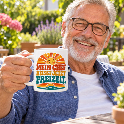 Rententasse mit Spruch Keramik 330ml Geschenk zum Ruhestand beidseitig