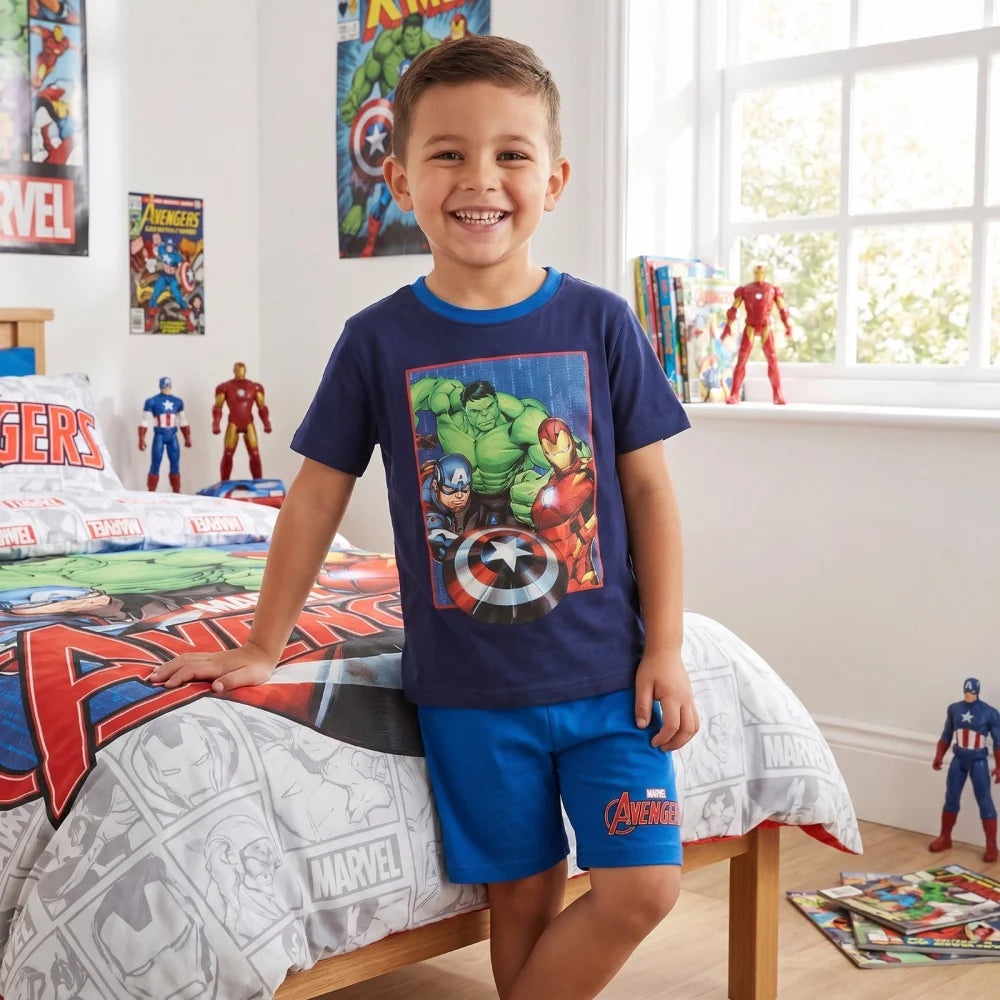 Marvel Avengers Jungen Schlafanzug Pyjama Shirt Shorts Gr. 98-128 Baumwolle - WS-Trend.de