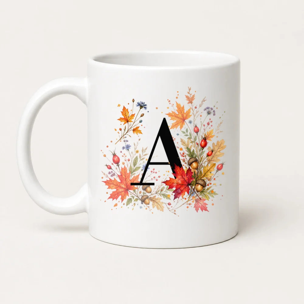 Herbst Tasse A-Z Buchstaben 325 ml Keramik Geschenkidee personalisiert - WS-Trend.de
