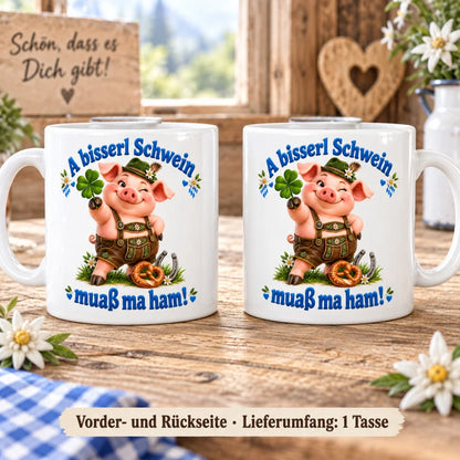WS-Trend Schweinderl Tasse bayerischer Spruch Keramik 330 ml fürs Büro - WS-Trend.de