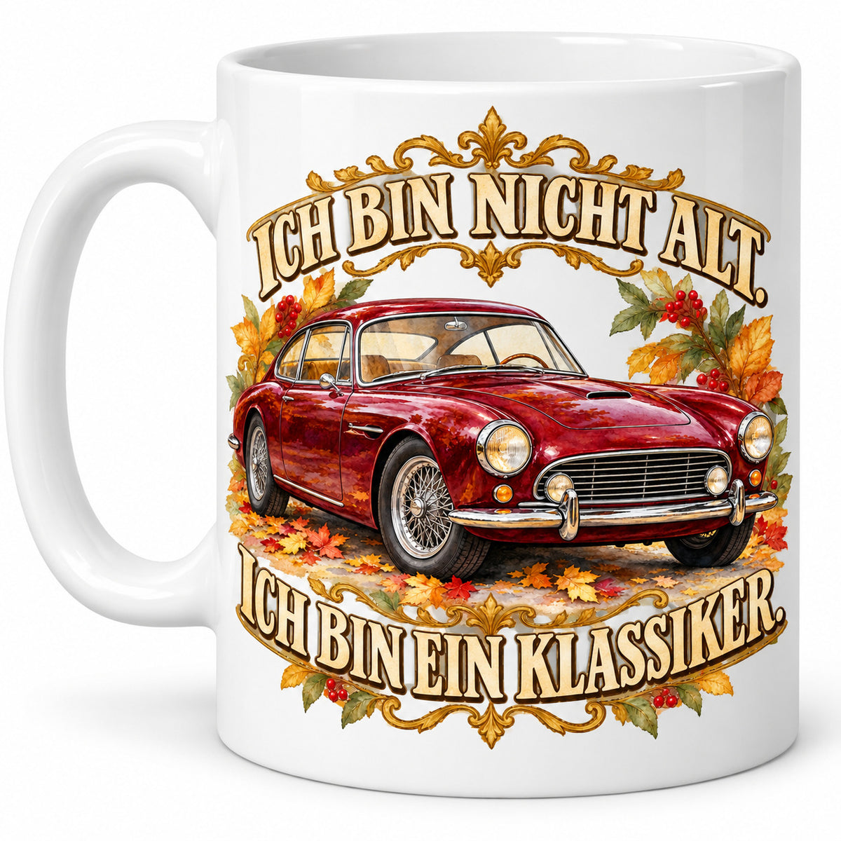 Auto Tasse Spruch Keramik 330 ml Geschenk für Autofan beidseitig Druck