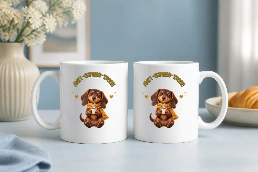 Anti-Stress-Tasse Dackel 325 ml Keramik Kaffeebecher Geschenk - WS-Trend.de