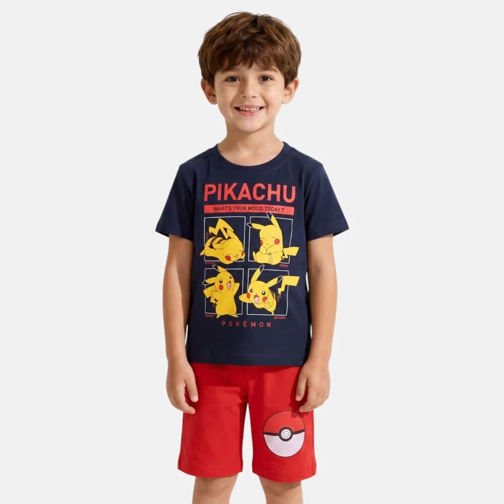 Pokemon Pikachu Kinder kurz Pyjama Schlafanzug Gr. 98 bis 128 Baumwolle - WS-Trend.de