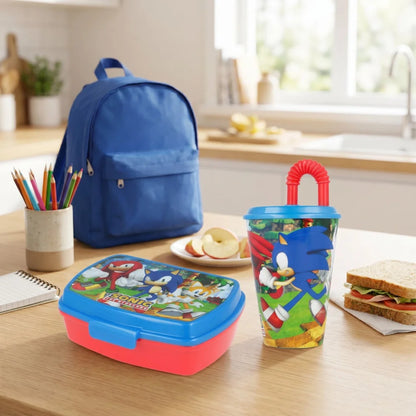 Sonic the Hedgehog 2-teiliges Lunch Set – Brotdose und Trinkbecher mit Halm - WS-Trend.de