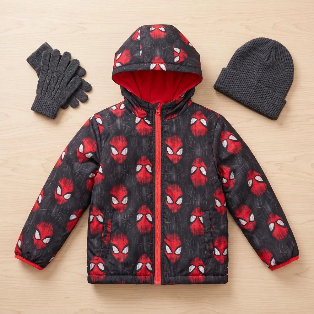 Regenjacke MARVEL Spiderman Kinder Herbstjacke Jungen Jacke mit Kapuze - WS-Trend.de