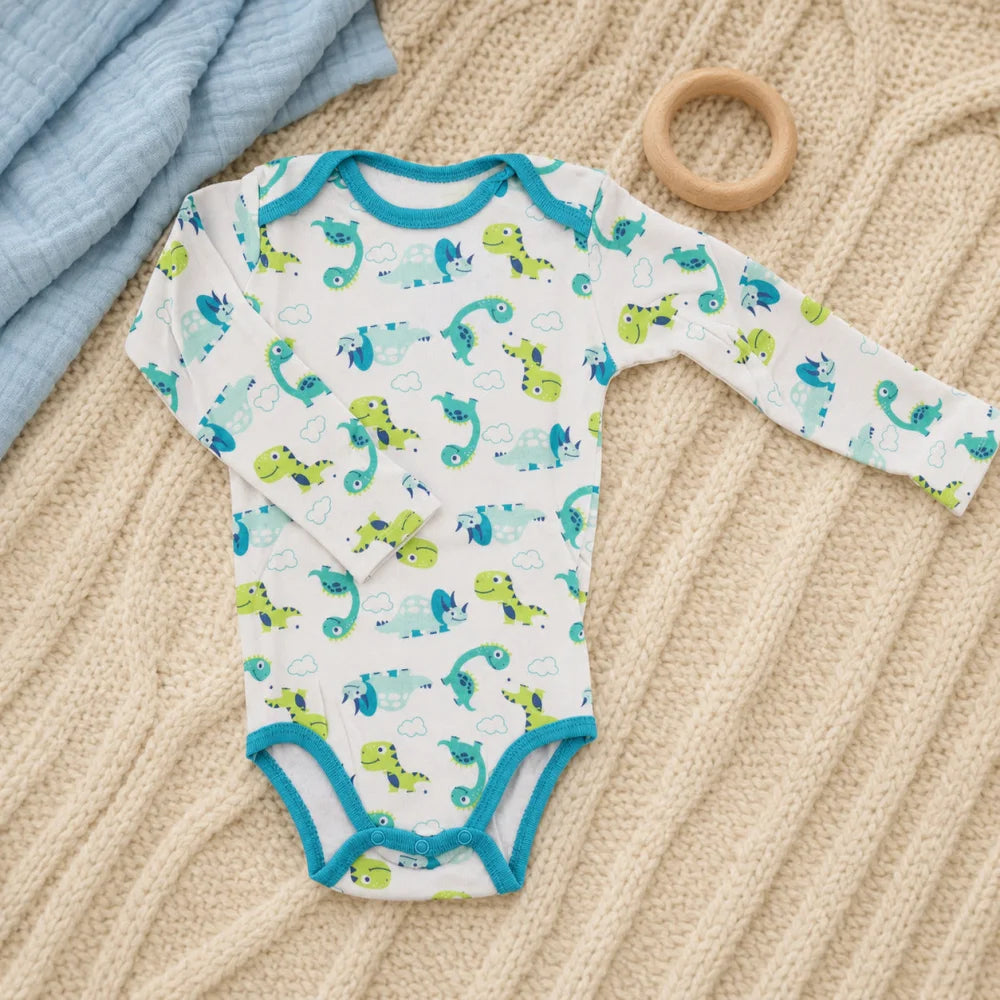 Baby 2er Pack langarm Body Strampler Schlafanzug Gr. 68 Dinos Bärchen - WS-Trend.de
