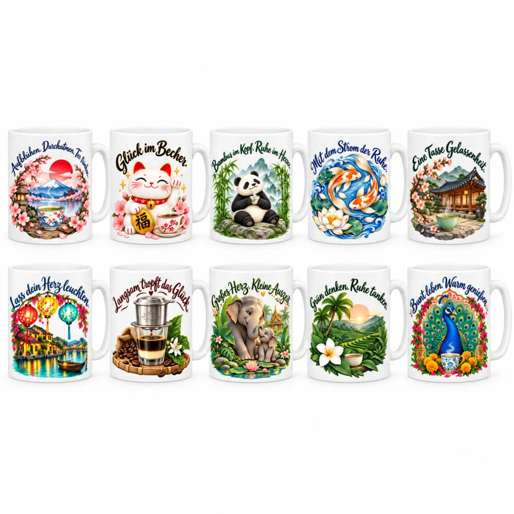 WS-Trend Asien Motivtasse Keramik 330 ml mit Spruch 10 Motive zur Wahl - WS-Trend.de