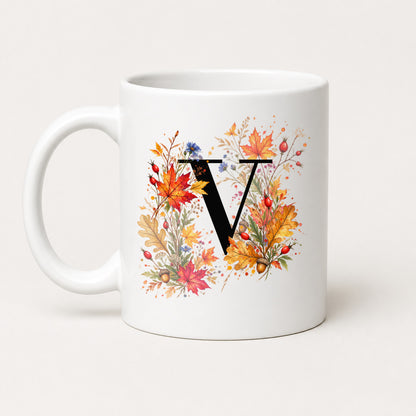 Herbst Tasse A-Z Buchstaben 325 ml Keramik Geschenkidee personalisiert