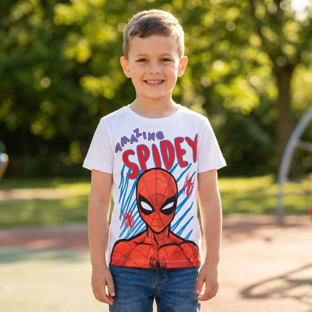 Marvel Spiderman Kinder Jungen kurzarm T-Shirt Shirt Gr. 98 100% Baumwolle - WS-Trend.de