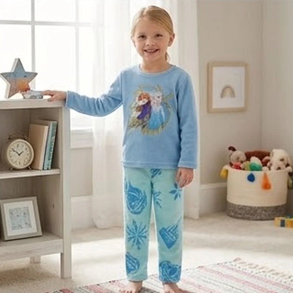 Schlafanzug Disney Die Eiskönigin Kinder Mädchen Coral Fleece Pyjama - WS-Trend.de