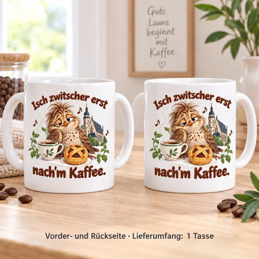 WS-Trend Leipzig Lerche Tasse sächsischer Spruch Keramik 330 ml lustig - WS-Trend.de