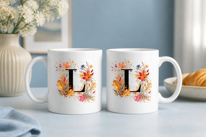 Herbst Tasse A-Z Buchstaben 325 ml Keramik Geschenkidee personalisiert
