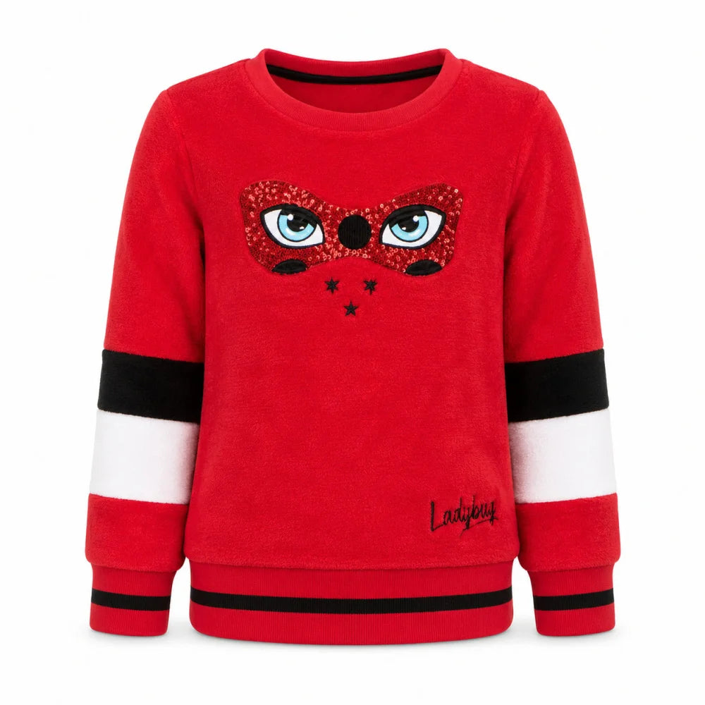 Miraculous Ladybug Kinder Fleece Pullover Sweater Rot Schwarz Gr. 104 - WS-Trend.de