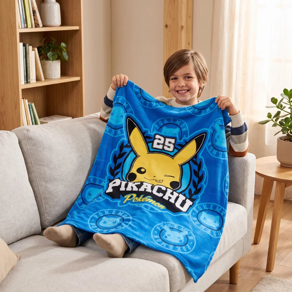 Pokémon Pikachu Kinder-Kuscheldecke Polarfleece Blau 100 × 140 cm - WS-Trend.de
