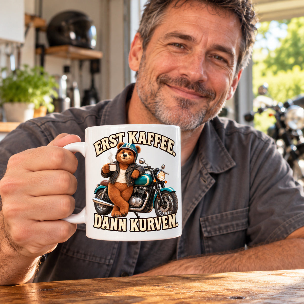 Motorrad Tasse Spruch Keramik 330ml Biker Geschenk beidseitig bedruckt