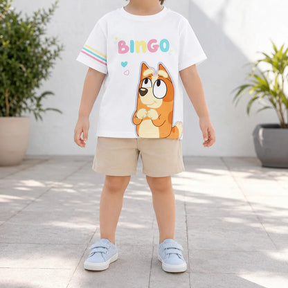 Bluey Bingo 2er Set Kinder Mädchen kurzarm T-Shirt Shirt Gr 92-98 Baumwolle - WS-Trend.de