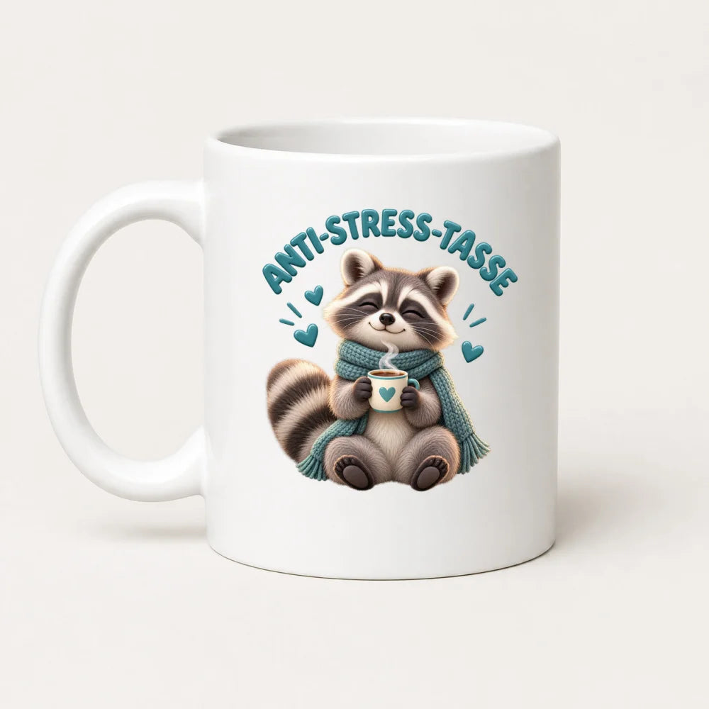Anti-Stress-Tasse Waschbär – Keramikbecher 325 ml - WS-Trend.de