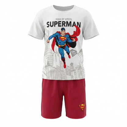 DC Comics Superman Kinder Jugend kurzarm Pyjama Schlafanzug 116-128 Shirt Shorts - WS-Trend.de