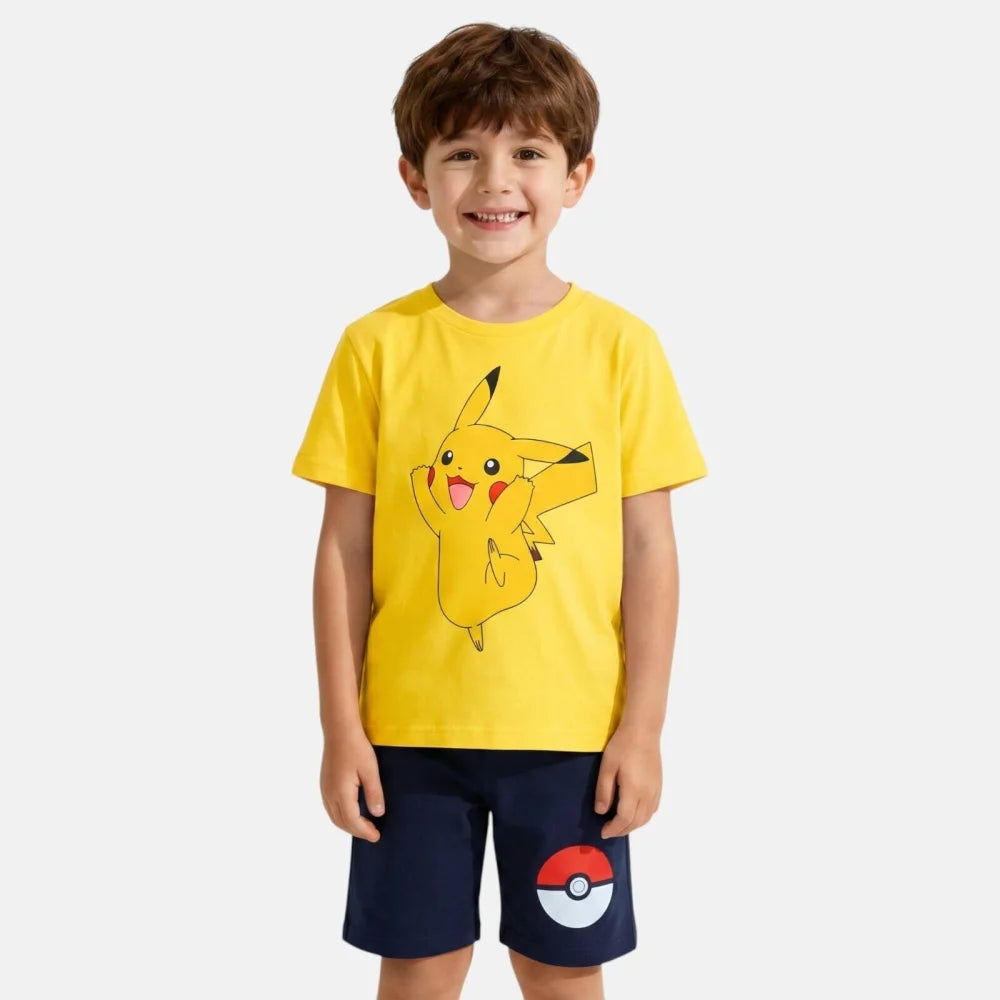 Pokemon Pikachu Kinder kurz Pyjama Schlafanzug Gr. 98 bis 128 Baumwolle - WS-Trend.de