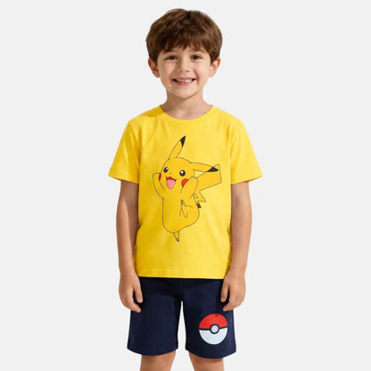 Pokemon Pikachu Kinder kurz Pyjama Schlafanzug Gr. 98 bis 128 Baumwolle - WS-Trend.de